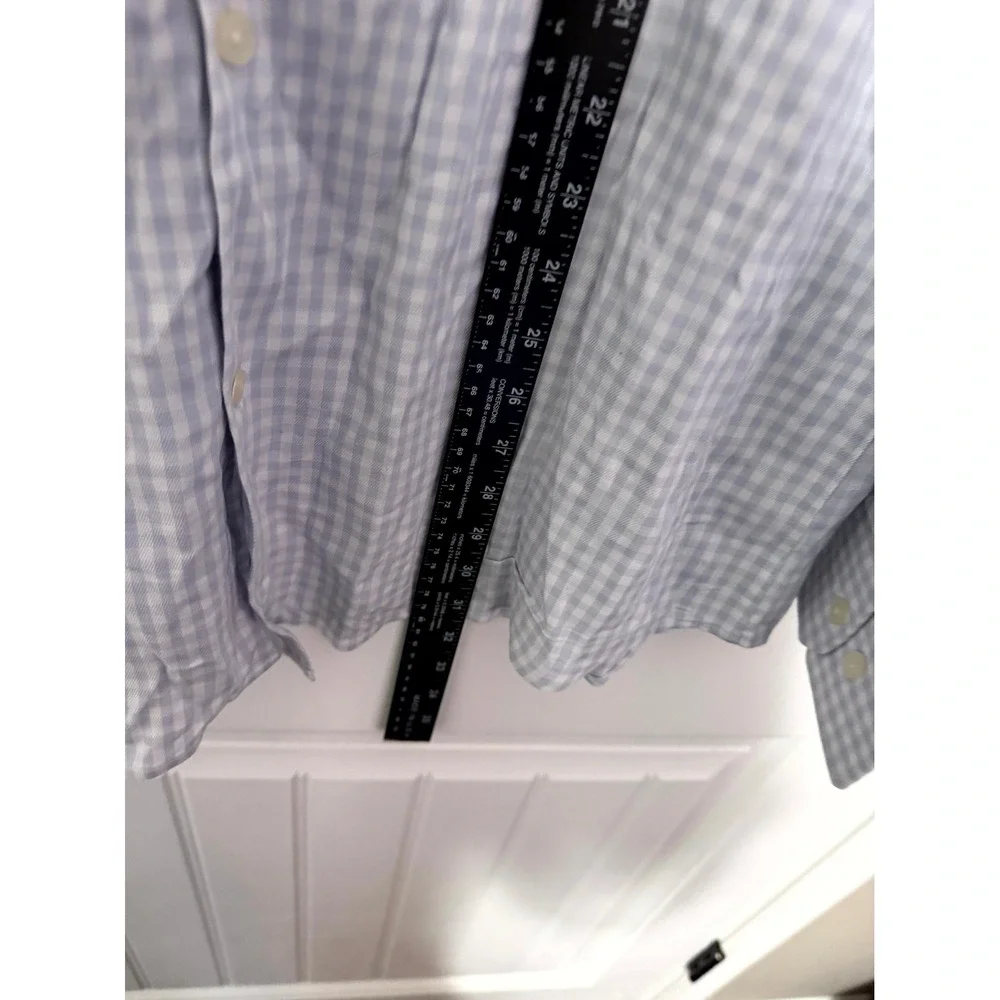 Banana Republic Button Down Mens Large Blue Gingham Slim Fit Wrinkle Resistant